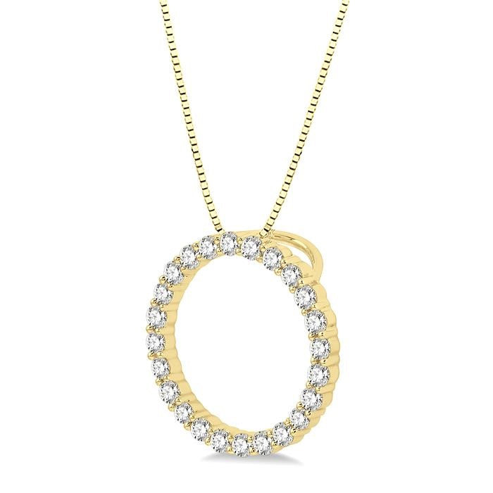 1/2 Ctw Circle of Love Round Cut Diamond Pendant With Chain in 14K Yellow Gold