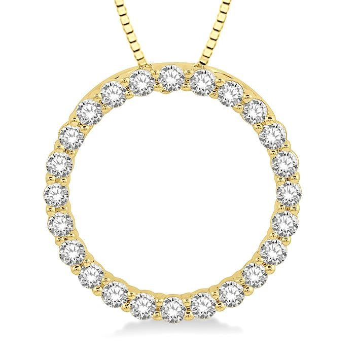1/2 Ctw Circle of Love Round Cut Diamond Pendant With Chain in 14K Yellow Gold