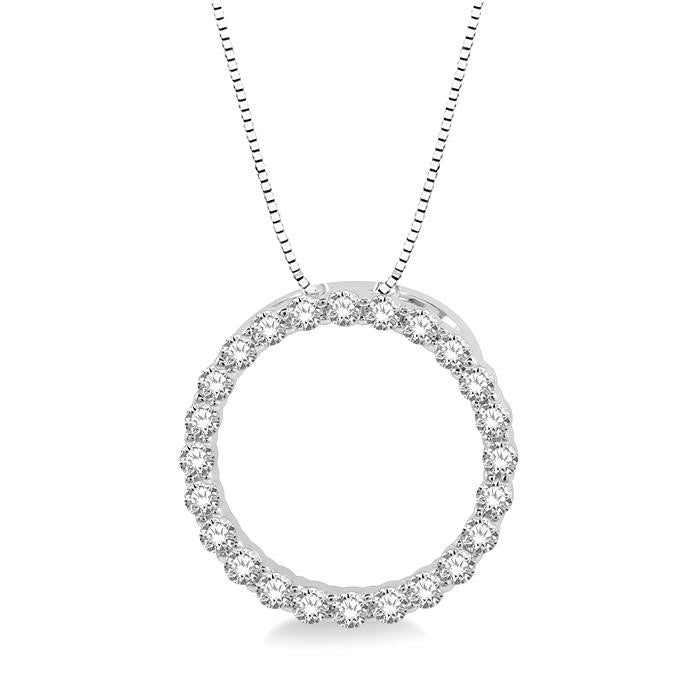 1/4 Ctw Circle of Love Round Cut Diamond Pendant With Chain in 14K White Gold