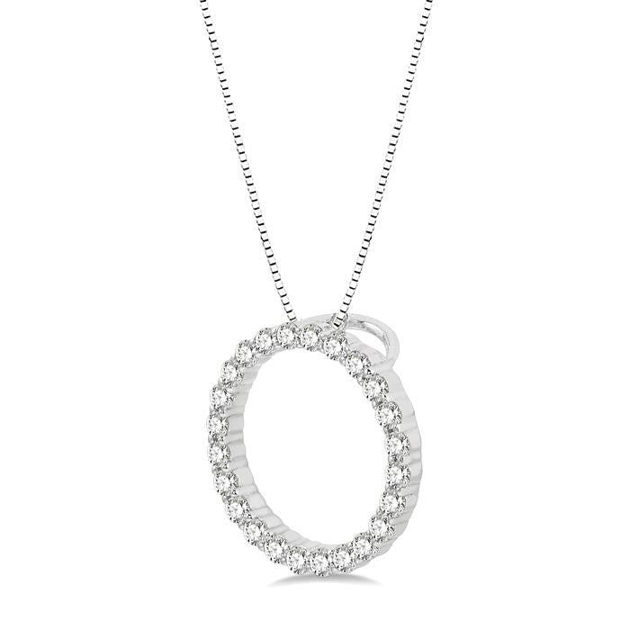 1/4 Ctw Circle of Love Round Cut Diamond Pendant With Chain in 14K White Gold