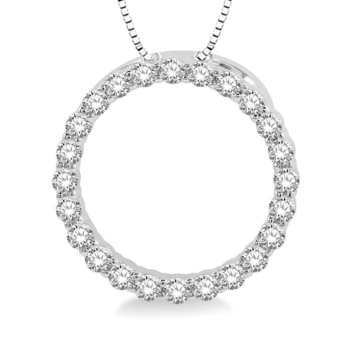 1/4 Ctw Circle of Love Round Cut Diamond Pendant With Chain in 14K White Gold