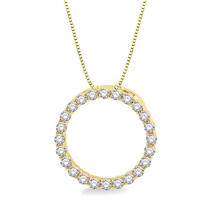 1/4 Ctw Circle of Love Round Cut Diamond Pendant With Chain in 14K Yellow Gold