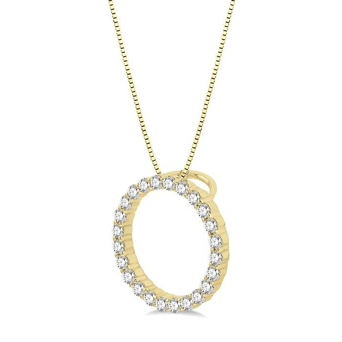 1/4 Ctw Circle of Love Round Cut Diamond Pendant With Chain in 14K Yellow Gold