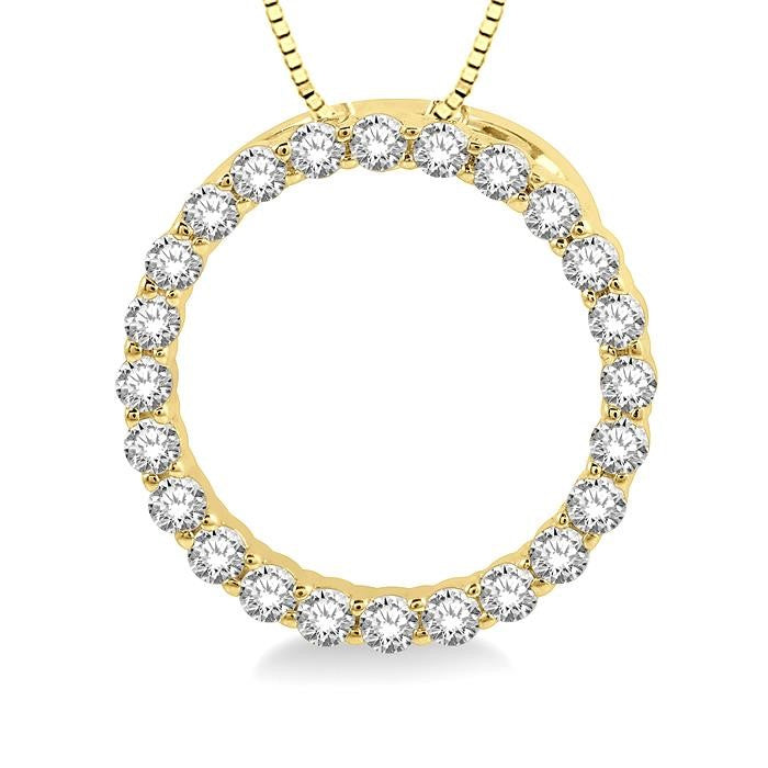 1/4 Ctw Circle of Love Round Cut Diamond Pendant With Chain in 14K Yellow Gold