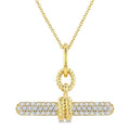 1/3 Ctw Round Cut Diamond T-Bar Fashion Pendant With Chain in 10K Yellow Gold