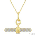1/3 Ctw Round Cut Diamond T-Bar Fashion Pendant With Chain in 14K Yellow Gold