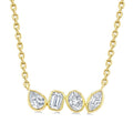1/3 Ctw Bezel Set Mixed Cut Diamond Bar Necklace in 14K Yellow Gold