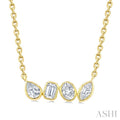 1/3 Ctw Bezel Set Mixed Cut Diamond Bar Necklace in 14K Yellow Gold