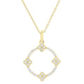 1/4 Ctw Clover Leaf Circle Round Cut Diamond Pendant With Chain in 10K Yellow Gold