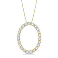 1 Ctw Oval Shape Window Round Cut Diamond Pendant With Chain in 14K Yellow Gold