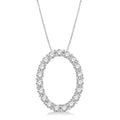 1/2 Ctw Oval Shape Window Round Cut Diamond Pendant With Chain in 14K White Gold