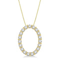 1/2 Ctw Oval Shape Window Round Cut Diamond Pendant With Chain in 14K Yellow Gold