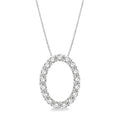 1/4 Ctw Oval Shape Window Round Cut Diamond Pendant With Chain in 14K White Gold