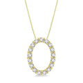 1/4 Ctw Oval Shape Window Round Cut Diamond Pendant With Chain in 14K Yellow Gold