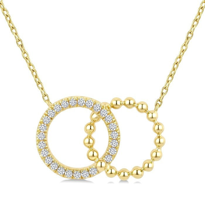 1/10 Ctw Circle Interlock Round Cut Diamond Fashion Pendant With Chain in 10K Yellow Gold