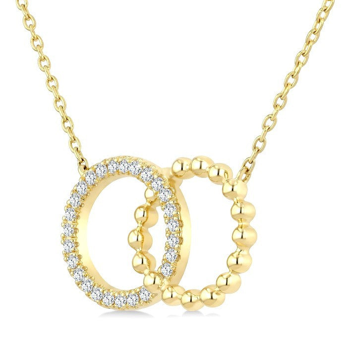 1/10 Ctw Circle Interlock Round Cut Diamond Fashion Pendant With Chain in 10K Yellow Gold