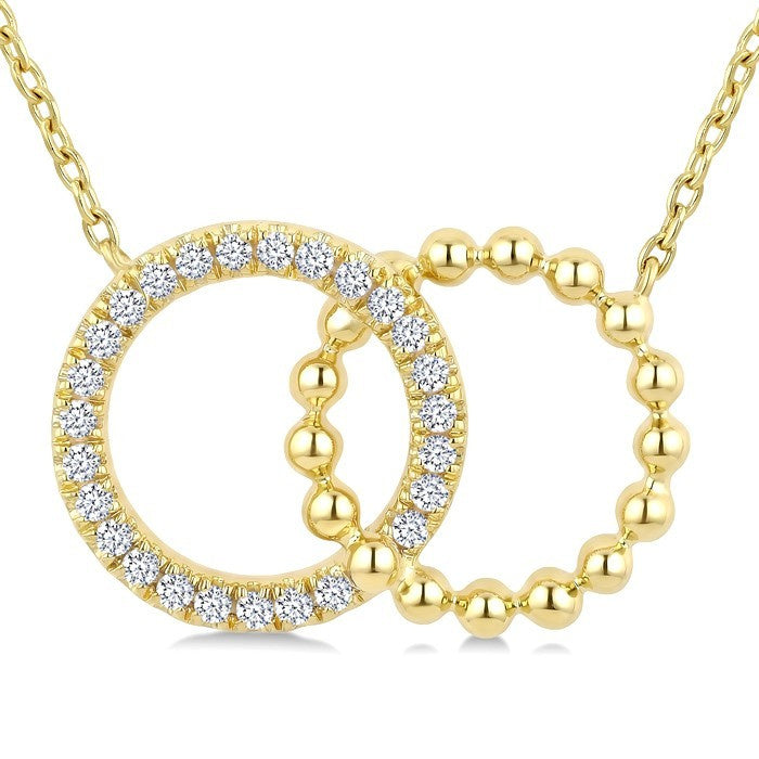 1/10 Ctw Circle Interlock Round Cut Diamond Fashion Pendant With Chain in 10K Yellow Gold