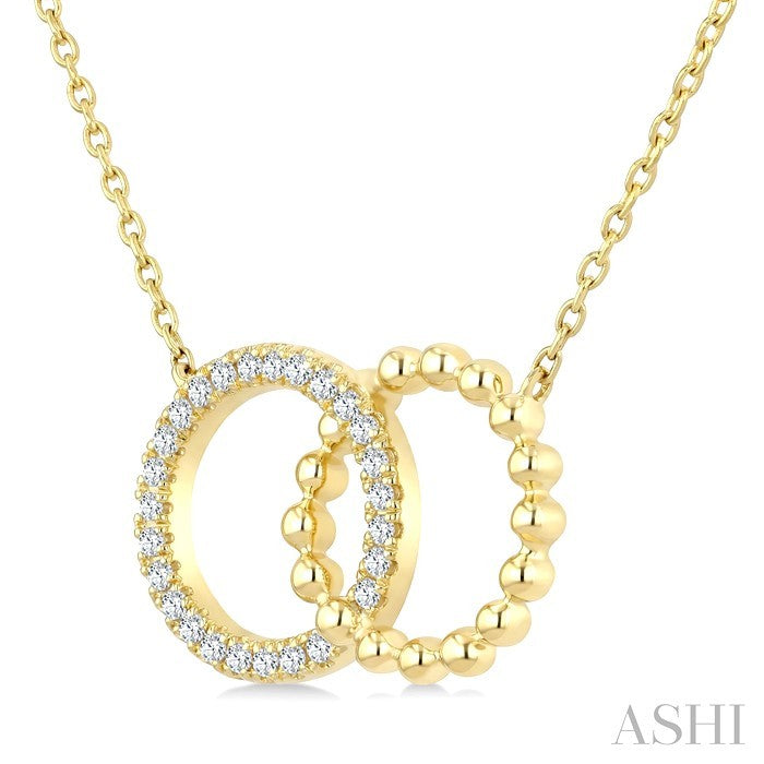 1/10 Ctw Circle Interlock Round Cut Diamond Fashion Pendant With Chain in 10K Yellow Gold