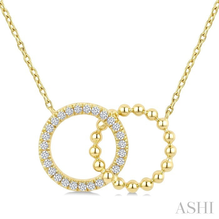 1/10 Ctw Circle Interlock Round Cut Diamond Fashion Pendant With Chain in 10K Yellow Gold