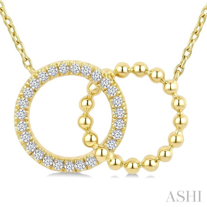 1/10 Ctw Circle Interlock Round Cut Diamond Fashion Pendant With Chain in 10K Yellow Gold