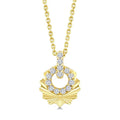 1/6 Ctw Round Cut Diamond Pirouette Circle Fluted Fashion Pendant With Chain in 10K Yellow Gold