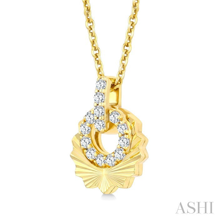 1/6 Ctw Round Cut Diamond Pirouette Circle Fluted Fashion Pendant With Chain in 10K Yellow Gold