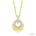 1/6 Ctw Round Cut Diamond Pirouette Circle Fluted Fashion Pendant With Chain in 10K Yellow Gold