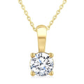 3/4 Ctw Prong Set Round Cut Diamond Solitaire Pendant With Chain in 14K Yellow Gold