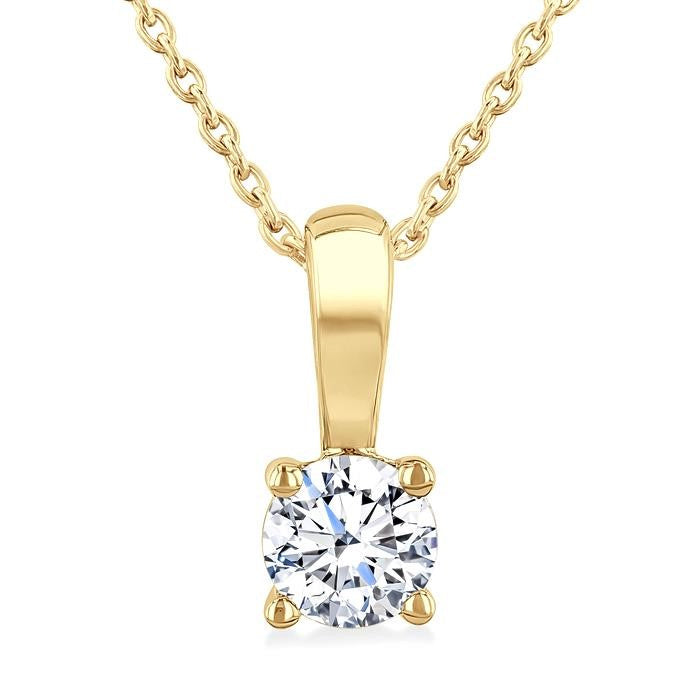 1/2 Ctw Prong Set Round Cut Diamond Solitaire Pendant With Chain in 14K Yellow Gold