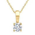 1/2 Ctw Prong Set Round Cut Diamond Solitaire Pendant With Chain in 14K Yellow Gold