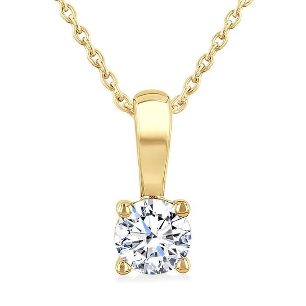 1/2 Ctw Prong Set Round Cut Diamond Solitaire Pendant With Chain in 14K Yellow Gold