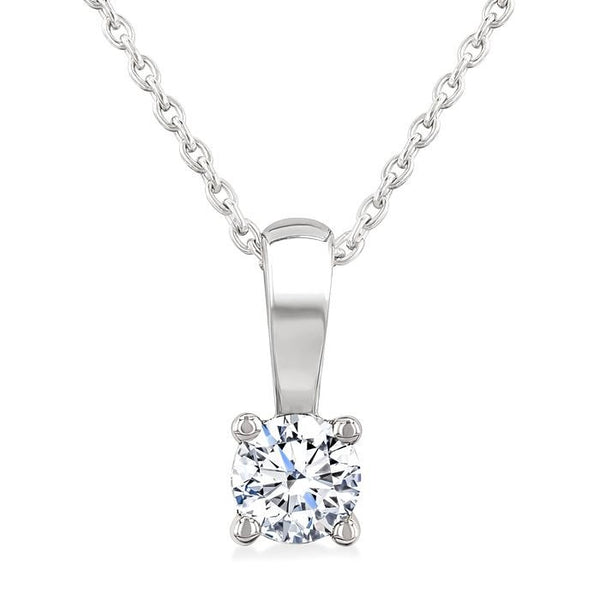 1/3 Ctw Prong Set Round Cut Diamond Solitaire Pendant With Chain in 14K White Gold