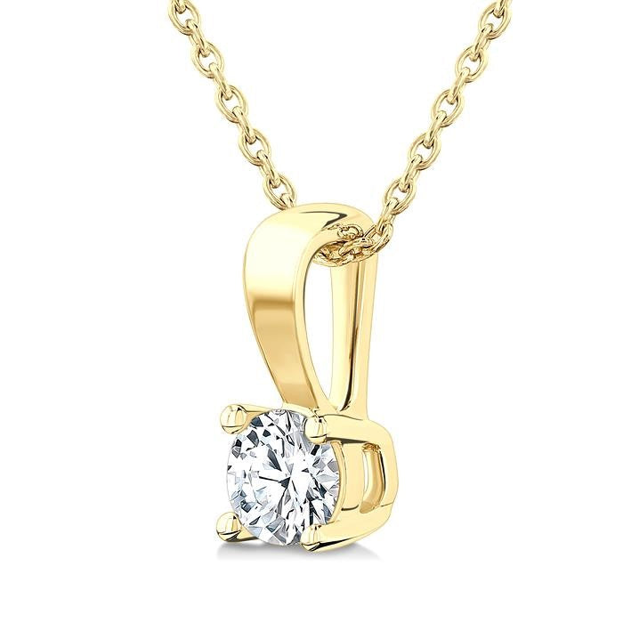 1/3 Ctw Prong Set Round Cut Diamond Solitaire Pendant With Chain in 14K Yellow Gold