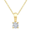 1/4 Ctw Prong Set Round Cut Diamond Solitaire Pendant With Chain in 14K Yellow Gold