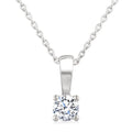 1/5 Ctw Prong Set Round Cut Diamond Solitaire Pendant With Chain in 14K White Gold