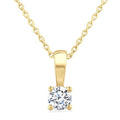 1/5 Ctw Prong Set Round Cut Diamond Solitaire Pendant With Chain in 14K Yellow Gold