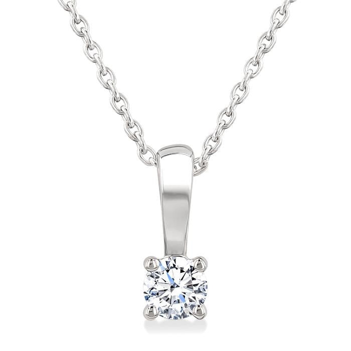 1/6 Ctw Prong Set Round Cut Diamond Solitaire Pendant With Chain in 14K White Gold