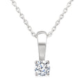 1/10 Ctw Prong Set Round Cut Diamond Solitaire Pendant With Chain in 14K White Gold