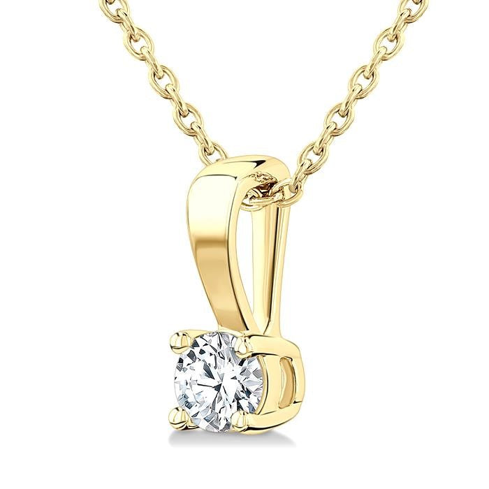 1/6 Ctw Prong Set Round Cut Diamond Solitaire Pendant With Chain in 14K Yellow Gold