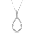 1/8 Ctw Marquise Lattice Hollow Drop Round Cut Diamond Pendant With Chain in 10K White Gold