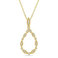 1/8 Ctw Marquise Lattice Hollow Drop Round Cut Diamond Pendant With Chain in 10K Yellow Gold