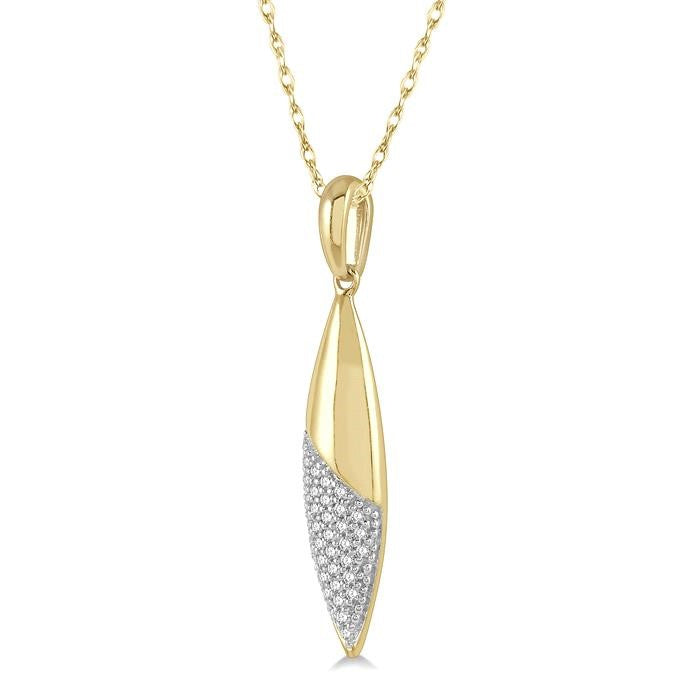 1/10 Ctw Marquise Round Cut Diamond Fashion Pendant With Chain in 10K Yellow Gold