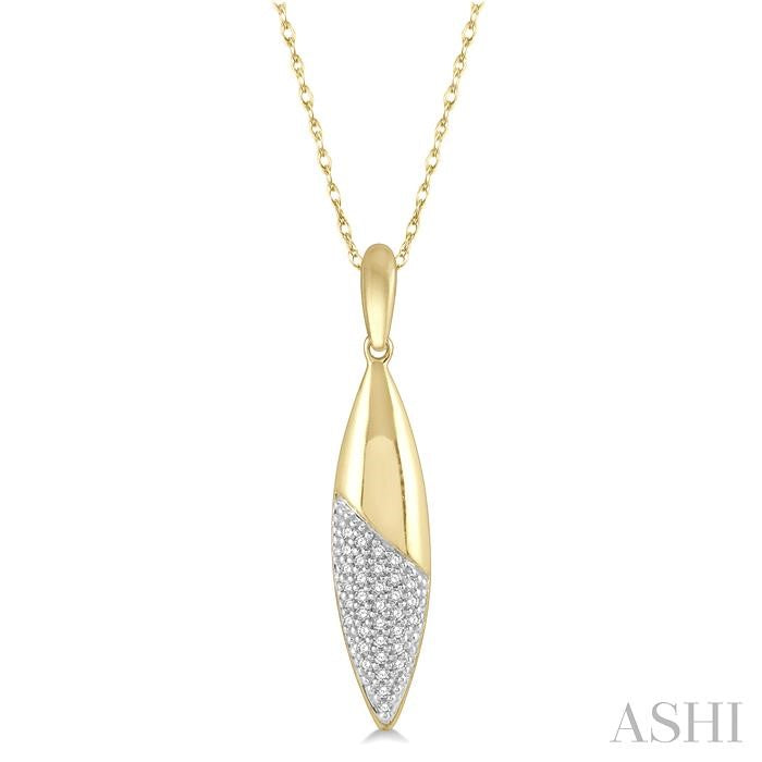 1/10 Ctw Marquise Round Cut Diamond Fashion Pendant With Chain in 10K Yellow Gold