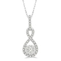 1/4 Ctw Winding Round Cut Diamond Shine Bright Pendant With Link Chain in 14K White Gold