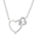 1/10 Ctw Round Cut Diamond Interlocked Heart Fashion Petite Pendant With Chain in 10K White Gold