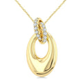 1/3 Ctw Interlocked Circle Round Cut Diamond Oval Shaped Aeris Gold Fashion Pendant With Chain in 14K Yellow Gold