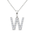 3/8 Ctw Initial 'W' Round Cut Diamond Pendant With Chain in 14K White Gold