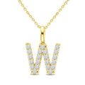 3/8 Ctw Initial 'W' Round Cut Diamond Pendant With Chain in 14K Yellow Gold