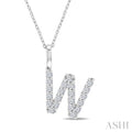 3/8 Ctw Initial 'W' Round Cut Diamond Pendant With Chain in 14K White Gold