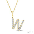 3/8 Ctw Initial 'W' Round Cut Diamond Pendant With Chain in 14K Yellow Gold